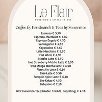 Coffee and Tea menu at Le Flair in Steyr