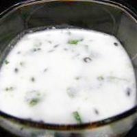 Vegan Madrasi Lassi (savory soy yogurt based drink with toasted curry leaves and spices) at India Haus in Gottingen