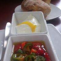 Hot! chili peppers in oil on the house! at Holzofenpizza Engel in Frankfurt