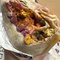 Tofu shawarma wrap with harissa  at Falafel Plant in New York City