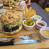 Portobello mushroom burger at The Wellness Patio in Puerto Vallarta