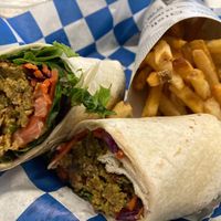 Felafel wrap with French fries  at The Jolly Scholar in Cleveland