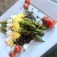 Garlic Asparagus w/Black Lentils Seasonal Special at St Felix Hollywood in Los Angeles