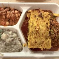 Rustic Lentil Shepperd's Pie (right), Iranian Lentil & Potato Stew (lower left), Creamy Chickpea Stroganoff (upper left)  at Revive Cafe - Wyndham St in Auckland