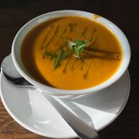 Coconut Carrot Ginger Soup (the Soup of the Moment) at Dreamstate Cafe in Minneapolis