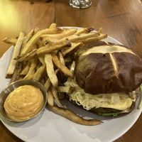 Brat Burger (Burger of the Moment)  at Dreamstate Cafe in Minneapolis