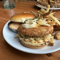 Fried chicken sandwichh  at Dreamstate Cafe in Minneapolis