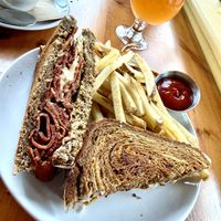 Ruben sandwich with fries and miso soup   at Dreamstate Cafe in Minneapolis