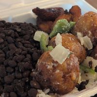 Vegan combo meal with black beans and sweet plantains at El Pollo Colorao Puerto Rican Eatery in Palm Coast