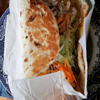 Falafel kebab (hard to eat with out the contents falling out!) at Morteza Kebab and Bakery in Wellington Region