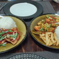Don't remember the names... Some stir fried stuff. at Chifa La Familia Feliz in La Fortuna