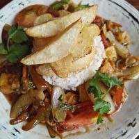 Tofu Saltado at Chifa La Familia Feliz in La Fortuna