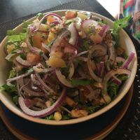 “Starter” it was gigantic!! Yucca fries under here somewhere!  at Chifa La Familia Feliz in La Fortuna