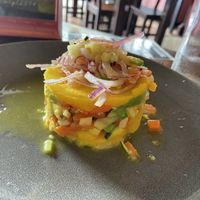 Peruvian causa (order without the mayo) at Chifa La Familia Feliz in La Fortuna