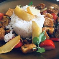 Tofu saltado at Chifa La Familia Feliz in La Fortuna