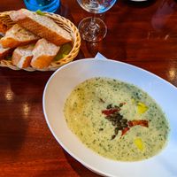 Vegan Garlic Cream Soup at Strandgut at Strandgut in Bad Schandau