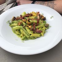 Asparagus pasta with candied nuts   at Strandgut in Bad Schandau