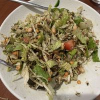 Tea leaf salad after mixing - so yummy!   at Chef Burma in Sacramento