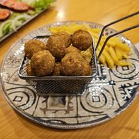 Falafel with chips. at Restaurante Trébol in Santiago De Compostela