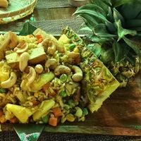 Rice and pineapple with tofu (ask to replace chicken with tofu and remove egg) at Pattaya Restaurant in Porto