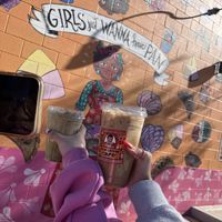 strawberry matcha and cafe miklo with almond and oat milk   at Tres Leches Café in Arizona