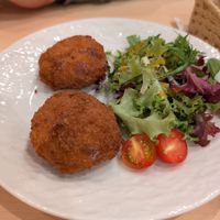 Creamy croquettes, sweet potato filling, SO good at MERCY Vegan Ramen in Osaka