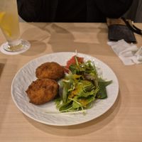 plant-based cream croquette at MERCY Vegan Ramen in Osaka