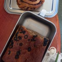 focaccia and babka (together 10,70€) (please ignore the cucumber) at Copines Paris in Bruxelles