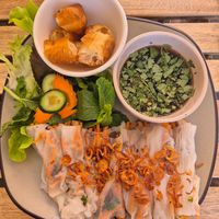 Banh cuon (steamed rice noodle roll) $16.00: good rolls, soysauce based dipping sauce, Chinese donut was stale af at Banh Cuon Ba Oanh Marrickville in Marrickville