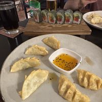 Vegetable gyoza and vegan maki rolls   at NIZUMI SUSHI in Puno