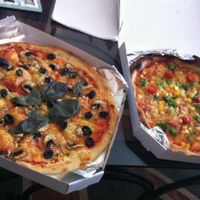 Pizzas with vegan cheese from Malbo. at Zdrava Pizza in Kosice