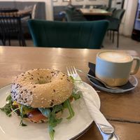 Bagel with vegan cheese  at San Domenico Caffe in Kosice