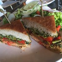 Eggplant sandwich with beer ketchup and pesto at Avo in Nashville