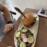 Lentil burger with a house saladd  at Avo in Nashville