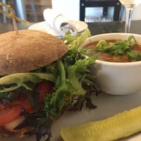 Lentil burger with French lentil soup special  at Avo in Nashville