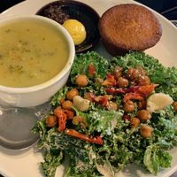 Broccoli soup and salad  at Avo in Nashville