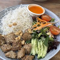 Vegan “beef” and vermicelli   at Om Shangri-la in Springvale