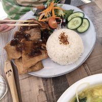 Rice with caramelised pork ribs at Om Shangri-la in Springvale