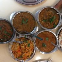 Kulcha 
Chana Masala 
Mushroom Rogan Josh 
Baligan Bartha 
Bindi Masala - lady's fingers 
Mushroom Briyani 
 at Saravana Bhavan - Bangsar in Kuala Lumpur