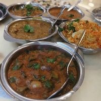 Kulcha 
Chana Masala 
Mushroom Rogan Josh 
Baligan Bartha 
Bindi Masala - lady's fingers 
Mushroom Briyani 
 at Saravana Bhavan - Bangsar in Kuala Lumpur