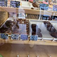 Whole row of vegan options  at Sweet Donuts in Olympia