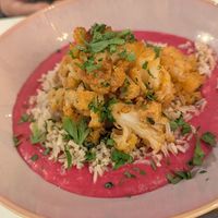 Cauliflower florets with beetroot hummus at Hola Keto in دبي