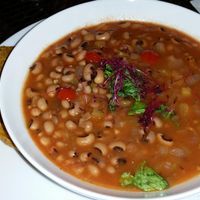 black eyed pea soup with spicy mustard greens at RASA Kitchen + Juice Bar in Santa Fe