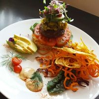 veggie burger - delish!!!  at RASA Kitchen + Juice Bar in Santa Fe