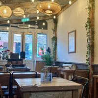 We were there super early so we hit a table!!   at Plantuguese in England