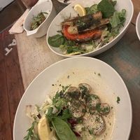Sardines small plate and king oyster mushroom “scallops” small plate  at Plantuguese in England
