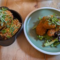 Corn-on-the-cob
and
Coxas peri-peri at Plantuguese in Bristol