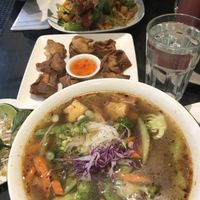 Satay pho, won tons and pad Thai  at Tamarind Vietnamese Grill and Noodle House in Calgary