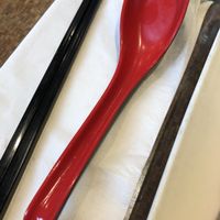 My clean utensils were full of old food and grease   at Tamarind Vietnamese Grill and Noodle House in Calgary
