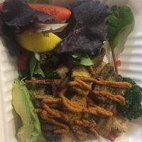 Tofu grits- so good!! at Three Carrots - City Market in Indianapolis